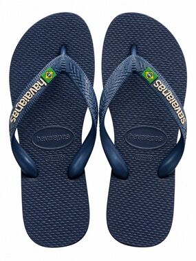 Havaianas Brazil Logo Navy Flip Flops Kids USA 3/4